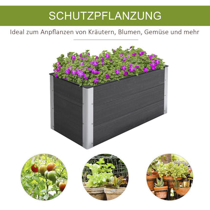 Weatherproof raised bed 100x50x50cm, WPC & Aluminium, Grey