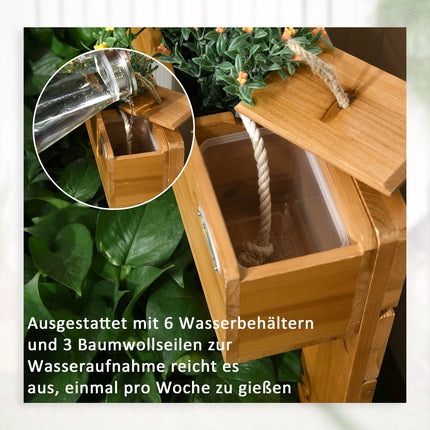 Raised garden bed with self-watering boxes, wood, brown