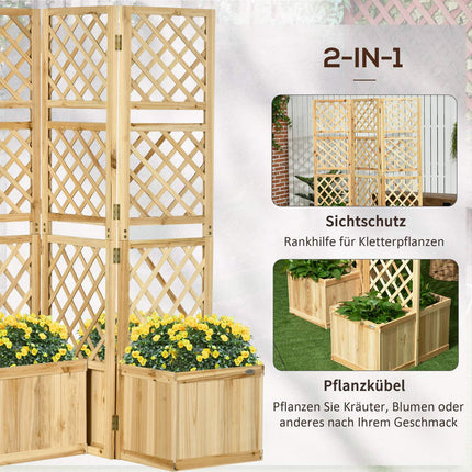 Raised bed divider with trellis & privacy screen, 133x165 Cm