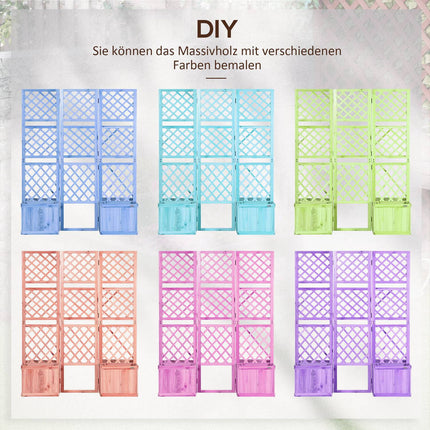 Raised bed divider with trellis & privacy screen, 133x165 Cm