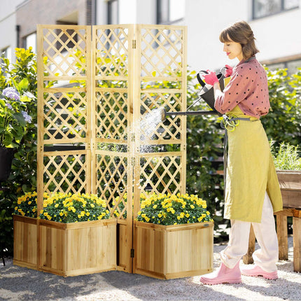 Raised bed divider with trellis & privacy screen, 133x165 Cm
