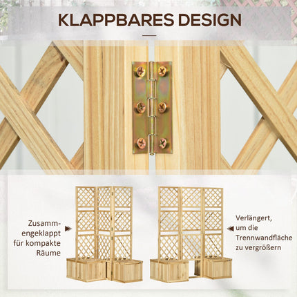 Raised bed divider with trellis & privacy screen, 133x165 Cm