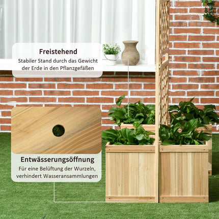 Raised bed divider with trellis & privacy screen, 133x165 Cm