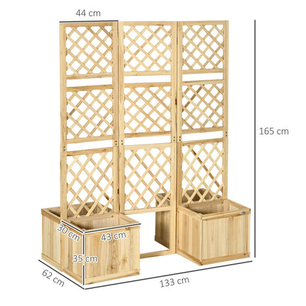 Raised bed divider with trellis & privacy screen, 133x165 Cm