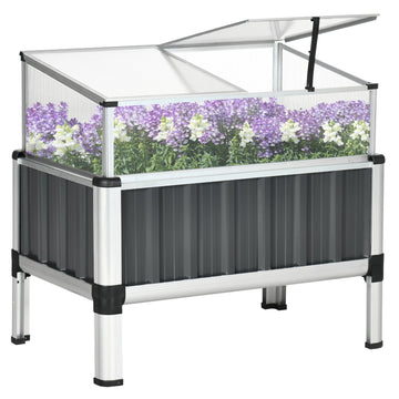 Raised bed Greenhouse, Dark gray Steel, 80x50x74 cm