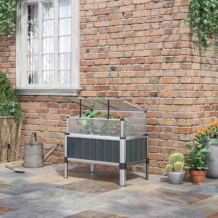 Raised bed Greenhouse, Dark gray Steel, 80x50x74 cm