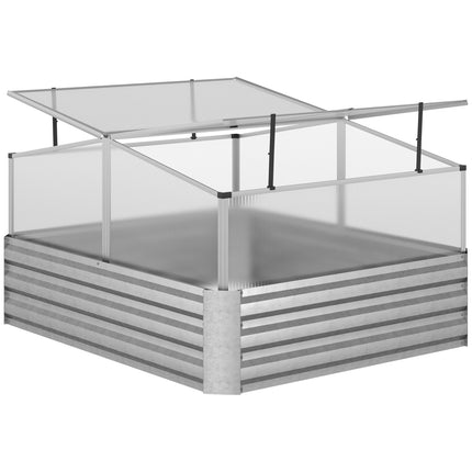 Raised garden bed with roof hatches, silver, 126x107x67.5 cm
