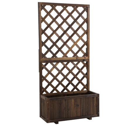 Raised wooden bed and trellis for climbing plants, 72.5x31.5x149.5 cm