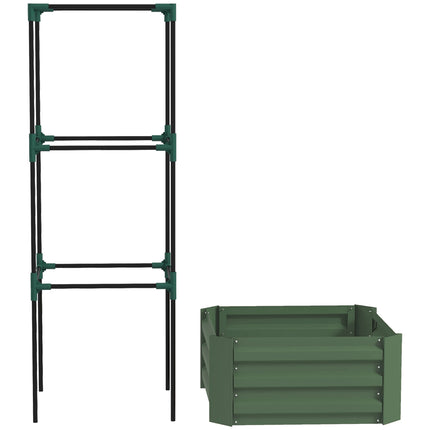 Raised bed in galvanized steel with trellis - Green garden pot