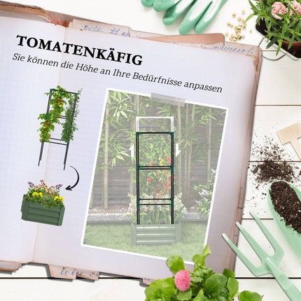 Raised bed in galvanized steel with trellis - Green garden pot