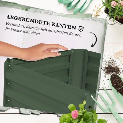 Raised bed in galvanized steel with trellis - Green garden pot