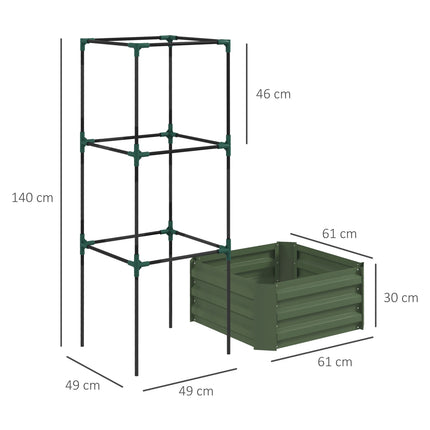 Raised bed in galvanized steel with trellis - Green garden pot