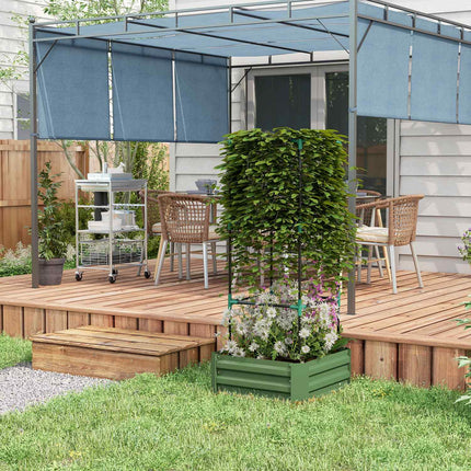 Raised bed in galvanized steel with trellis - Green garden pot