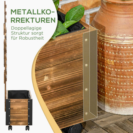 Raised bed pot with wheels & trellis, 65x31x147 cm