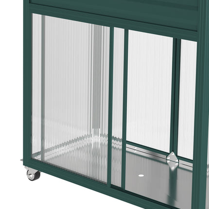 Raised bed with trellis, wheels and shelf - galvanized steel, 85x40x135cm