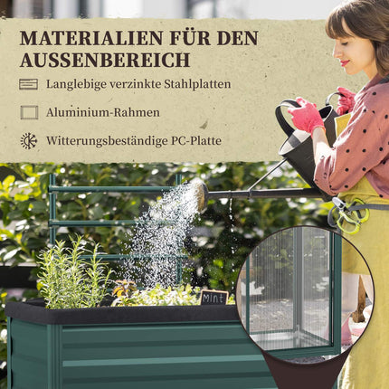 Raised bed with trellis, wheels and shelf - galvanized steel, 85x40x135cm