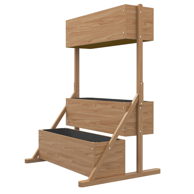 Raised bed in wood in 3 levels with lining for garden