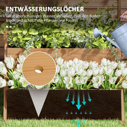 Raised bed in wood in 3 levels with lining for garden