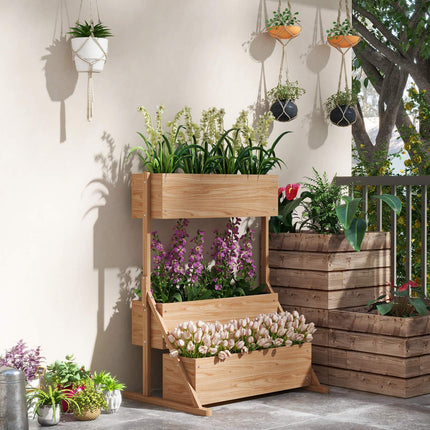 Raised bed in wood in 3 levels with lining for garden
