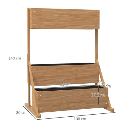 Raised bed in wood in 3 levels with lining for garden
