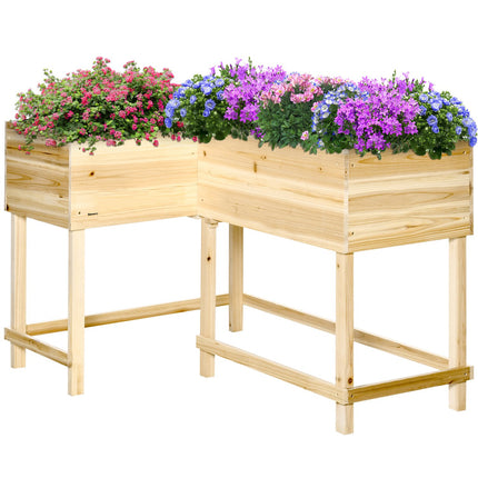 Raised wooden plant bed with irrigation, 122x91x81 cm