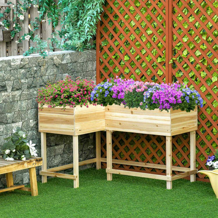 Raised wooden plant bed with irrigation, 122x91x81 cm