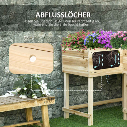 Raised wooden plant bed with irrigation, 122x91x81 cm