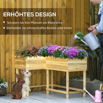 Raised wooden plant bed with irrigation, 122x91x81 cm