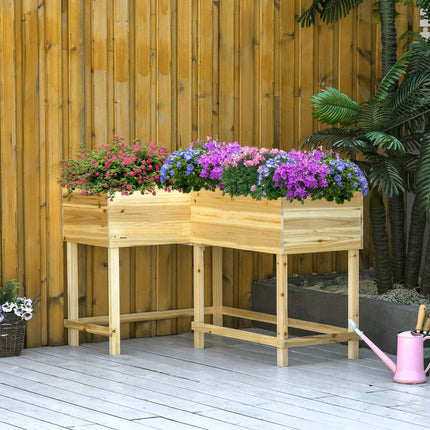 Raised wooden plant bed with irrigation, 122x91x81 cm