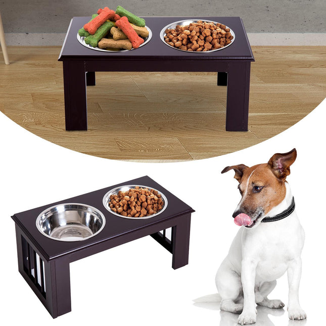 Raised Dog Bowl Stand - Stainless Steel, 23""x12""x10""