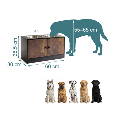 Raised Dog Feeder with Storage, Black – Large Breeds