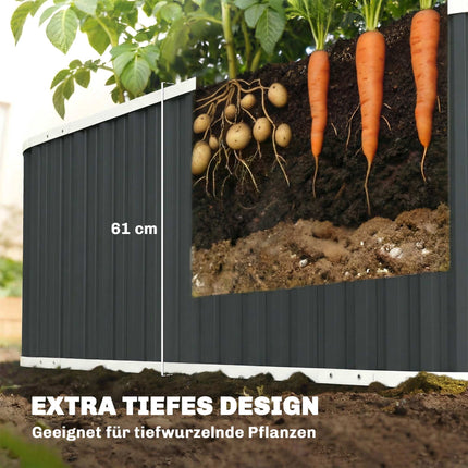 Raised Garden Bed, 61 cm Deep, Galvanized Steel