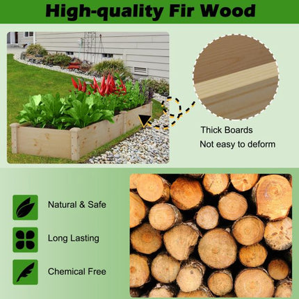 Raised Garden Bed, Fir Wood, 240x60x25 cm, Open Base