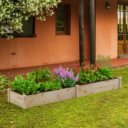 Raised Garden Bed, Fir Wood, 240x60x25 cm, Open Base