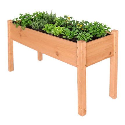 Raised Garden Bed, Fir Wood Balcony Planter With Liner