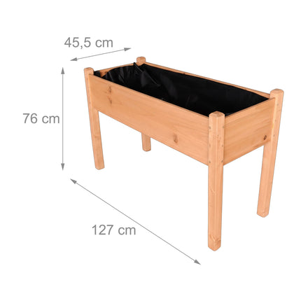 Raised Garden Bed, Fir Wood Balcony Planter With Liner