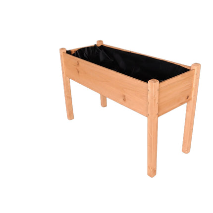 Raised Garden Bed, Fir Wood Balcony Planter With Liner