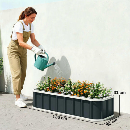 Raised Garden Bed, Galvanized Steel, 136x52x31 cm
