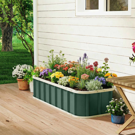 Raised Garden Bed, Galvanized Steel, Light Green, 136x52x31 cm