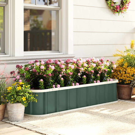 Raised Garden Bed, Galvanized Steel, Light Green, 136x52x31 cm