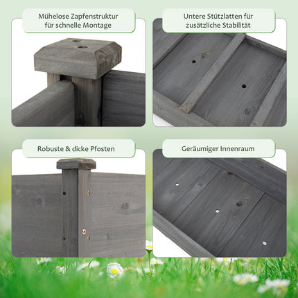 Raised Garden Bed, Large Wooden Planter Box, 125x59x76 cm