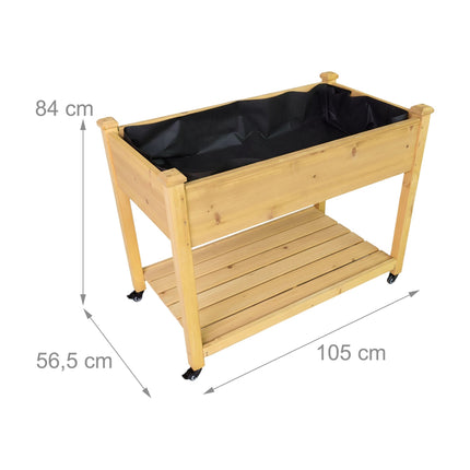 Raised Garden Bed On Wheels With Shelf, Locking Brakes