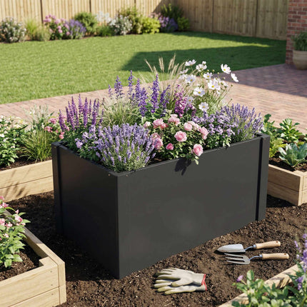 Raised Garden Bed, Open Base, Galvanized Steel, 102x52x55 cm