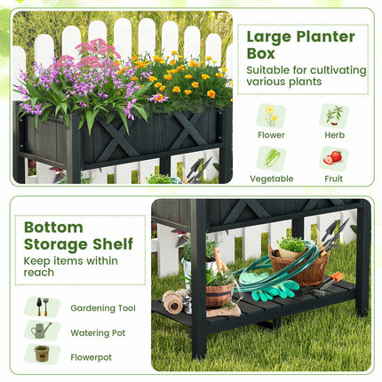 Raised Garden Bed Planter Box, HIPS Polywood, Black
