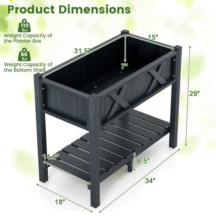Raised Garden Bed Planter Box, HIPS Polywood, Black