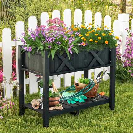 Raised Garden Bed Planter Box, HIPS Polywood, Black