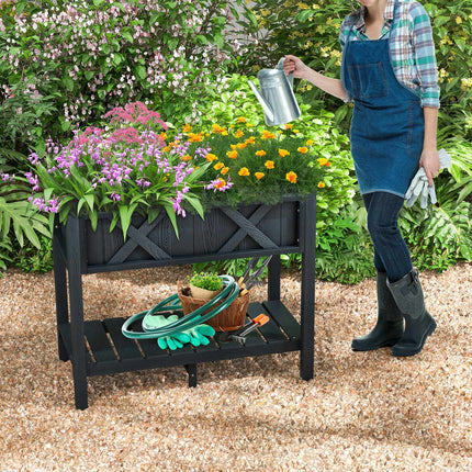 Raised Garden Bed Planter Box, HIPS Polywood, Black