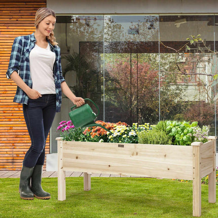 Raised Garden Bed Planter Box Stand, Fir Wood, 120 cm