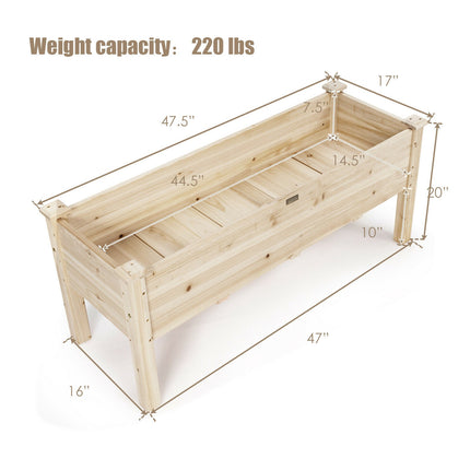 Raised Garden Bed Planter Box Stand, Fir Wood, 120 cm