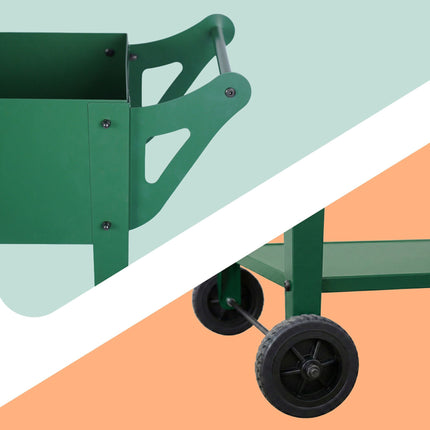 Raised Garden Bed Planter With Wheels And Storage Shelf
